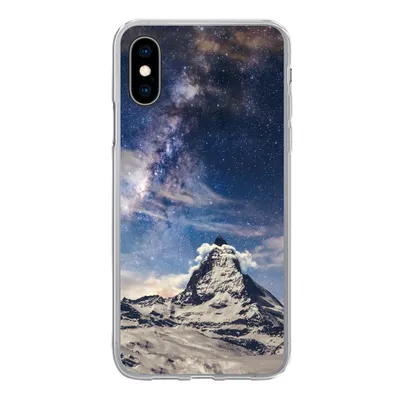 Produktbild von MuchoWow® Handyhülle Schutzhülle Hülle für iPhone X Berge - Sterne - Universum - Jungen - Mädchen - Kinder Silikon Softcase Handy Hülle - Handyhülle