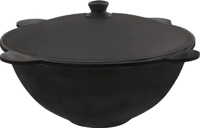 Produktbild von Kazan Gusseisen 6 Liter mit Aludeckel Usbekischer Kasan glatter Boden