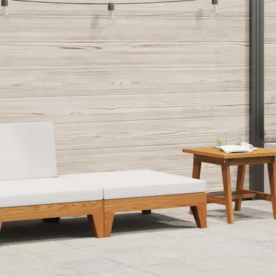 Produktbild von vidaXL Modular-Fußhocker mit Cremeweißen Kissen Akazie Massivholz