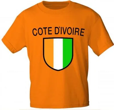 Produktbild von Kinder T-Shirt mit Print - Elfenbeinküste - 73046 orange Gr. 68-164 Größe - 110/116