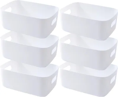 Zdjęcie produktu dla Zestaw pojemników do przechowywania, 6 sztuk, plastik, 20x15x7 cm, z uchwytami, do kuchni