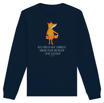 Produktbild von Mr. & Mrs. Panda Organic Baumwolle Pullover Fuchs Laterne Größe XXL - French Navy - Geschenk, Pulli, Sankt Martin, Laternenumzug, Sweatshirt, Baumwoll, Positiv, Sweater