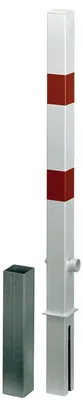 Produktbild von Alberts Absperrpfosten Passau | zum Einbetonieren, herausnehmbar | weiß | Pfosten 70 x 70 mm | Höhe über Boden 100 cm