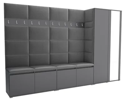 Produktbild von Garderobe LUTON 5 ANTHRACITE 33– Farbe: Anthrazit, moderner Schrank 40x290x186 cm, funktionale Lösung für den Flur, Garderobeschrank, Flurmöbel