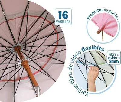 Immagine prodotto di Ombrellone da spiaggia in alluminio Ø 220 cm, inclinabile, colore rosso, con borsa per il trasporto e protezione solare UPF 50+