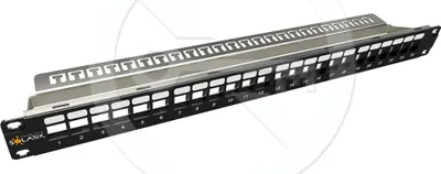 Zdjęcie produktu dla SOLARIX 19'' modulární neosazený patch panel Solarix 24 portů 1U SX24M-0-STP-BK-UNI-N