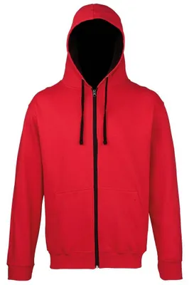 Produktbild von Awdis - "Varsity" Kapuzenpullover für Herren/Damen Uni LT2280 (XXL) (Feuerrot/Pechschwarz)