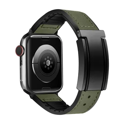 Obrázek produktu pro Pro Apple Watch SE 2023 40mm Vysoce kvalitní umělá kůže / silikonová magnetická přezka Náhradní pásek na ruku Tmavě zelená