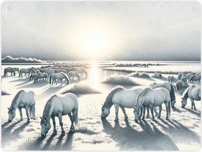 Produktbild von Landschaft mit Pferden Metallschild XL in 21x28 cm