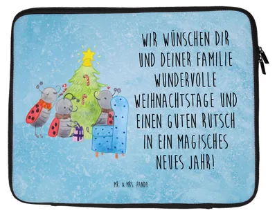 Produktbild von Mr. & Mrs. Panda Hülle Laptop Weihnachten Smörle 27 x 36 cm - Eisblau - Geschenk, Laptoptasche, Pfefferminzstange, Tannennadeln, Tasche, Laptophülle, Computertasche