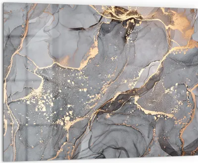 Produktbild von DEQORI Küchenrückwand Glas 80x60 cm 'Elegantes Marmormuster' Spritzschutz Bad Rückwand