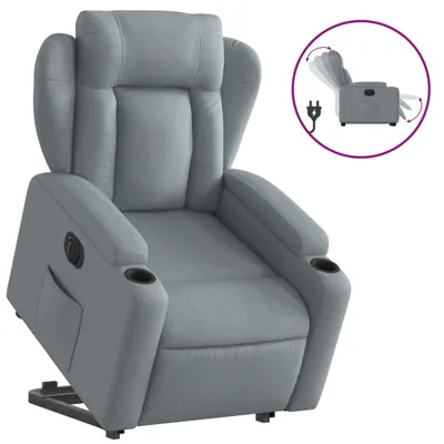 Image de vidaXL Fauteuil relax avec releveur électrique Gris clair Tissu