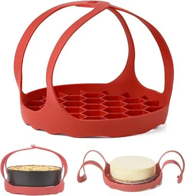 Image de Inovra Plus - Support en silicone pour cuiseur vapeur - Accessoire en silicone portable anti-adhésif pour cuiseur vapeur - Accessoire de cuisine pour cocotte minute (rouge) - Résistant à la chaleur - 1 pièce