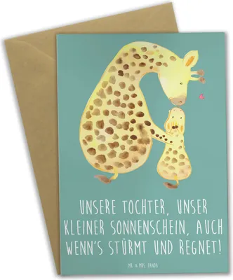 Produktbild von Mr. & Mrs. Panda Grußkarte Tochter Sonnenschein - Meeresbrise - Geschenk, Personalisierte Geschenke, osterkarten, Optimismus, vatertagskarte, einladungskarten, Freude