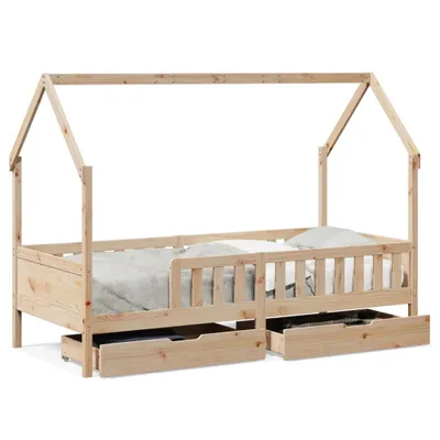 Produktbild von Kinderbett mit Schubladen 90x190 cm Massivholz Kiefer