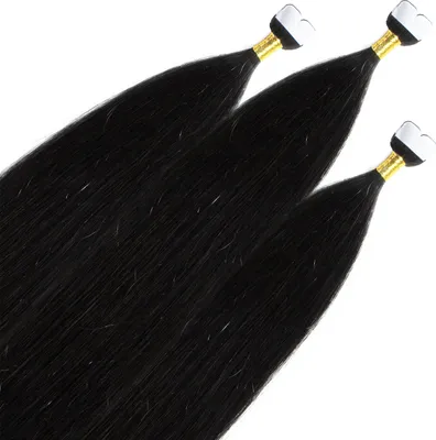 Immagine prodotto di hair2heart Premium Mini Tape Extensions capelli umani - 12 strisce 50cm 2/0 nero