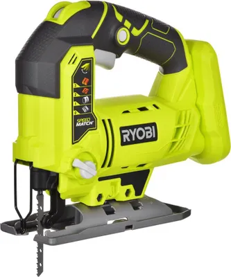 Zdjęcie produktu dla Ryobi R 18 JS-0 Akumulatorowa wyrzynarka, głębokość cięcia 101 mm, regulowana prędkość, odsysanie pyłu, ruch wahadłowy, bez akumulatora litowo-jonowego
