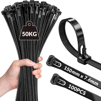 Zdjęcie produktu dla Wielokrotnego użytku opaski kablowe, 100 sztuk