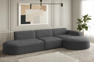 Zdjęcie produktu dla Sofa w kształcie L narożnik MODENA tkanina Loop grafitowy prawy