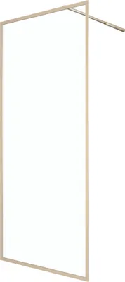 Image de Paroi de douche 90x200 cm - Cadre et bras aluminium Or Doré Brossé - Verre 6 mm - GOLDY CONTOURING