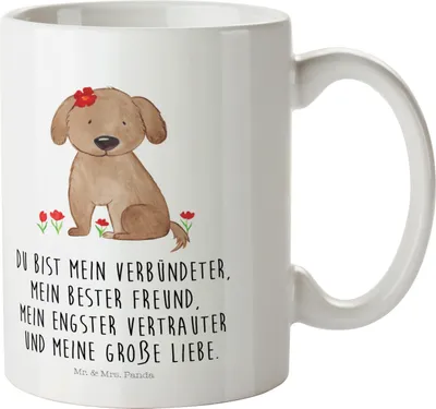 Produktbild von Mr. & Mrs. Panda Plastikbecher Hund Dame - Weiß - Geschenk, Henkelbecher, Kunststoffbecher, Hunde, Vierbeiner, Trinklernbecher, Pott, Flauschig, Kindertasse, Liebenswert