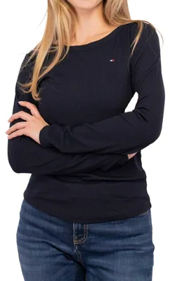 Produktbild von Tommy Hilfiger - T-Shirt für Damen, U-Boot-Ausschnitt , Schmal, Langärmlig NA313 (XL) (Marine)