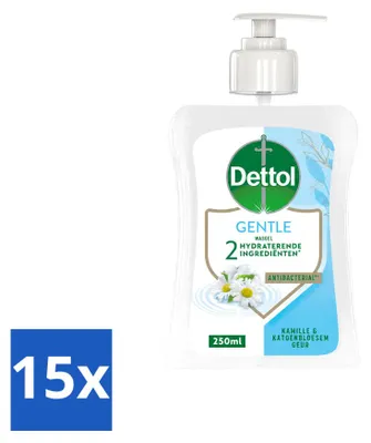 Produktbild von 15 x Dettol Handseife Gentle - Kamille & Baumwollblüte - 250 ml - Vorteilspackung - 15 Stücke
