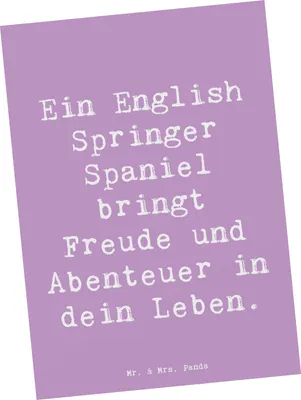 Produktbild von Mr. & Mrs. Panda Postkarte Spruch English Springer Spaniel Freude - Lavendeltraum - Geschenk, Outdoor-Abenteuer, Hunderassen Vielfalt, trainierbar, Postkarten, freundlich
