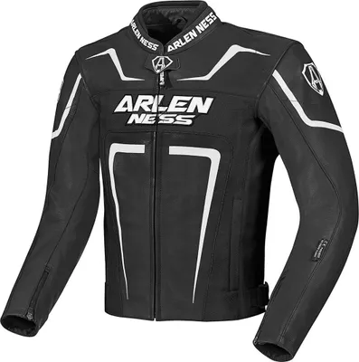 Produktbild von Arlen Ness Motegi Motorrad Lederjacke, schwarz/weiß, 50