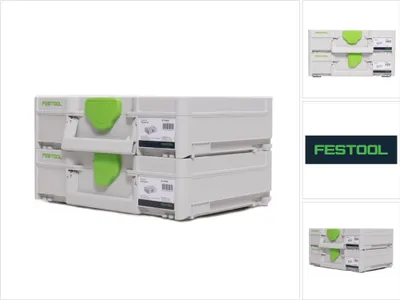 A collage of images showing Festool Systainer toolboxes.