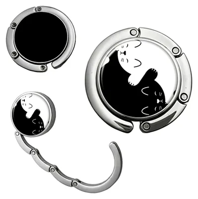 Produktbild von Faltbarer Handtaschenhalter aus Metall, Tischhaken für Taschen, Silber