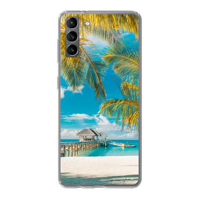 Produktbild von MuchoWow® Handyhülle Schutzhülle Hülle für Samsung Galaxy S21 Plus Strand - Palme - Meer Silikon Softcase Handy Hülle - Handy-Tasche