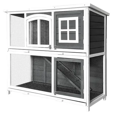 Produktbild von HOME DELUXE Kaninchenstall aus Holz MINO – 122 x 108 cm I Wetterfestes Tannenholz-Gehege für drinnen & draußen
