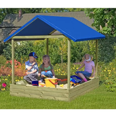 Produktbild von Sandkasten 153x153 cm aus Holz imprägniert : mit Dach Modell: mit Dach