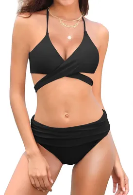 Produktbild von Bikini-Set aus Tweed-Stoff mit verstellbaren Trägern und Retro-Muster