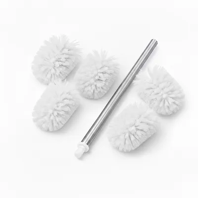 Productafbeelding van 2 x WC-borstel, roestvrijstalen handvat, afneembaar kop, kunststof, hoogte x diameter: 35,5 x 8 cm, toiletborstel, wit