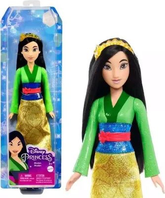 Produktbild von Mattel Disney Prinzessin-Spielzeug, bewegliche Mulan-Modepuppe mit glitzernder Kleidung und Accessoires, inspiriert vom Disney-Film, Geschenk fr Kinder, HLW14