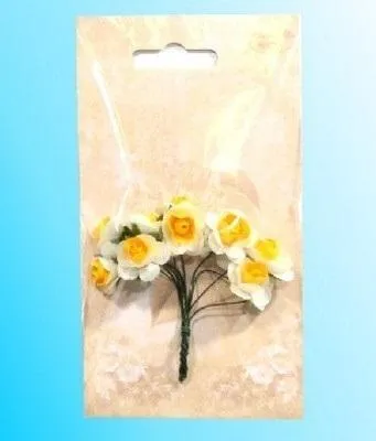 Image de Fleurs en papier roses blanches et jaunes