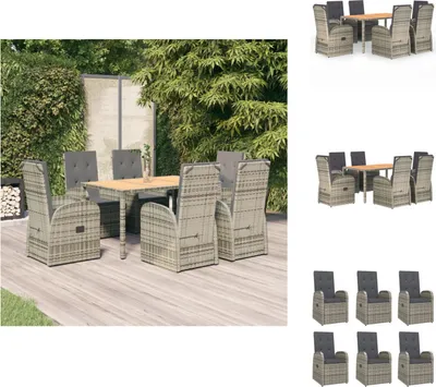 Produktbild von vidaXL 7-tlg. Garten-Essgruppe mit Kissen Grau Poly Rattan -  Gartenstühle