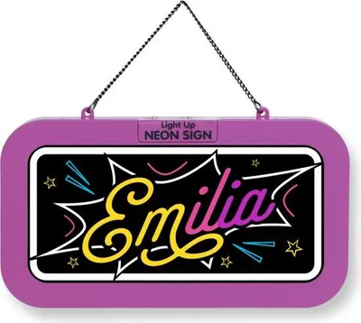 Produktbild von LED Leuchtschild Neonschild mit Namen , Leuchtende Wanddekoration mit Batterie, 18,7x10,3x1,6cm -  Emilia