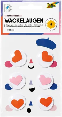Produktbild von folia Wackelaugen HEARTS Größe L selbstklebend 6 Stück