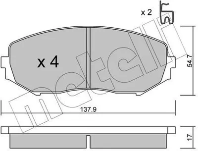 Produktbild von METELLI Bremsbeläge Satz Vorne Bremsklötze für SUZUKI Grand Vitara II SUV (JT, TE, TD) 22-0766-0