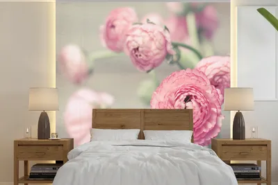 Produktbild von MuchoWow® Fototapete für Wohnzimmer oder Schlafzimmer Wandtapete Vinyl Motivtapete Rosa Butterblumen in einer Glasvase - 220x220 cm - Tapeten