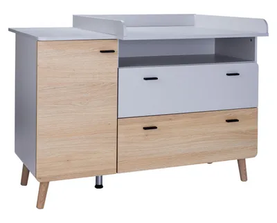 Produktbild von Wickelkommode Lovis extra Breit, Lichtgrau / Nagano Oak, Soft-Close