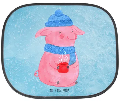 Produktbild von Mr. & Mrs. Panda Sonnenschutz Auto Schwein Glühwein - Eisblau - Geschenk, Hitzeschutz, Fürs, Glühschwein, Punsch, Weihnachtsmarkt, Weihnachten, Scheibenschutz