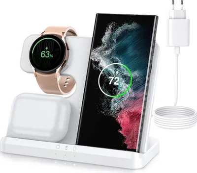 Produktbild von Kabelloses Ladegerät für Samsung 20W Schnellladegeräte 3-in-1 Induktive Ladestation