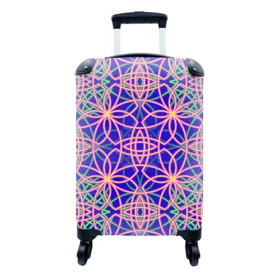 Produktbild von MuchoWow® Koffer Handgepäck Trolley Rollkoffer Kleine Reisekoffer mit 4 Rollen - Blumen - Neon - Muster - Cabin Size < 55x40x23 cm & 55x40x20 cm - Fotokoffer - Kabinenkoffer - Boardgepäck - Reise-Box - Reisekoffer - Reisegepäck - Koffer mit Bild - Trolley für Kinder