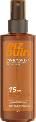 Zdjęcie produktu dla Piz Buin Tan & Protect, Spray z filtrem przeciwsłonecznym, Ciało, Spray, Ochrona, Skóra uniwersalna, 150 ml