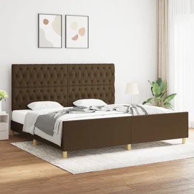 Productafbeelding van Maison Exclusive - Bedframe met hoofdeinde, donkerbruin, 200x200 cm, gestoffeerd