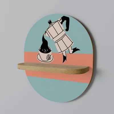 Produktbild von SPACEREBELS Wandregal Holz - dekoratives Hängeregal - Schweberegal für Wohnzimmer - Regalbrett Kinderzimmer Schlafzimmer - Rundes Regal für Wände - 33 x 38 Eiche Riva Finish